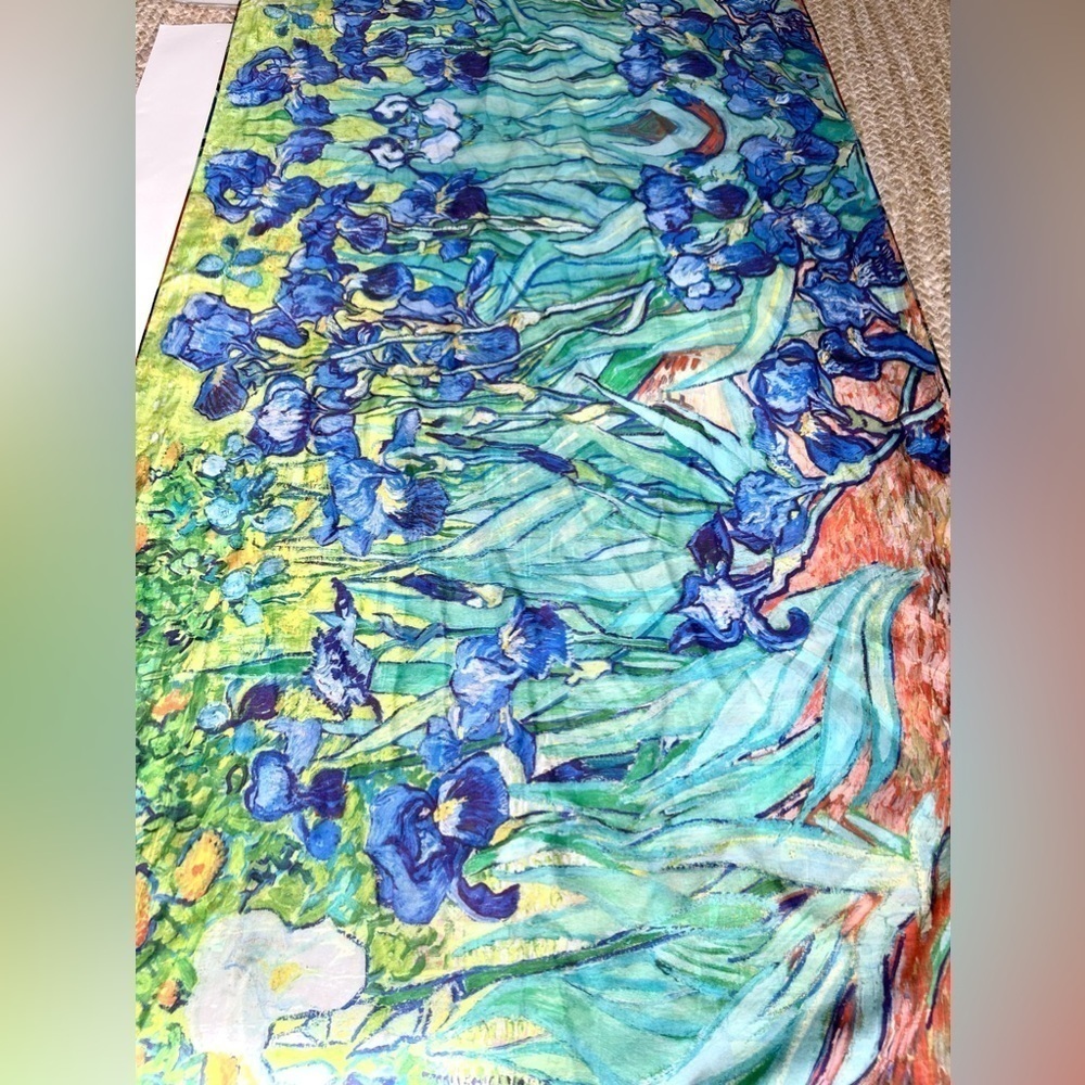 Silk made in Italy scarf double sided Venice flowers hand painted - Picture 8 of 13